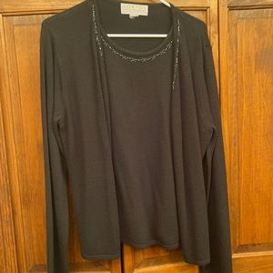 Large black embellished sweater cardigan set